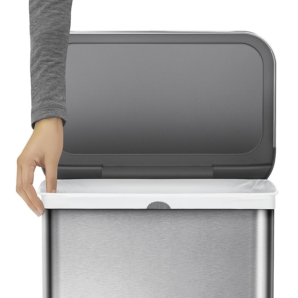 Alt View Zoom 12. simplehuman - 58 Liter Rectangular Sensor Can with Voice and Motion Control - Brushed Stainless Steel.
