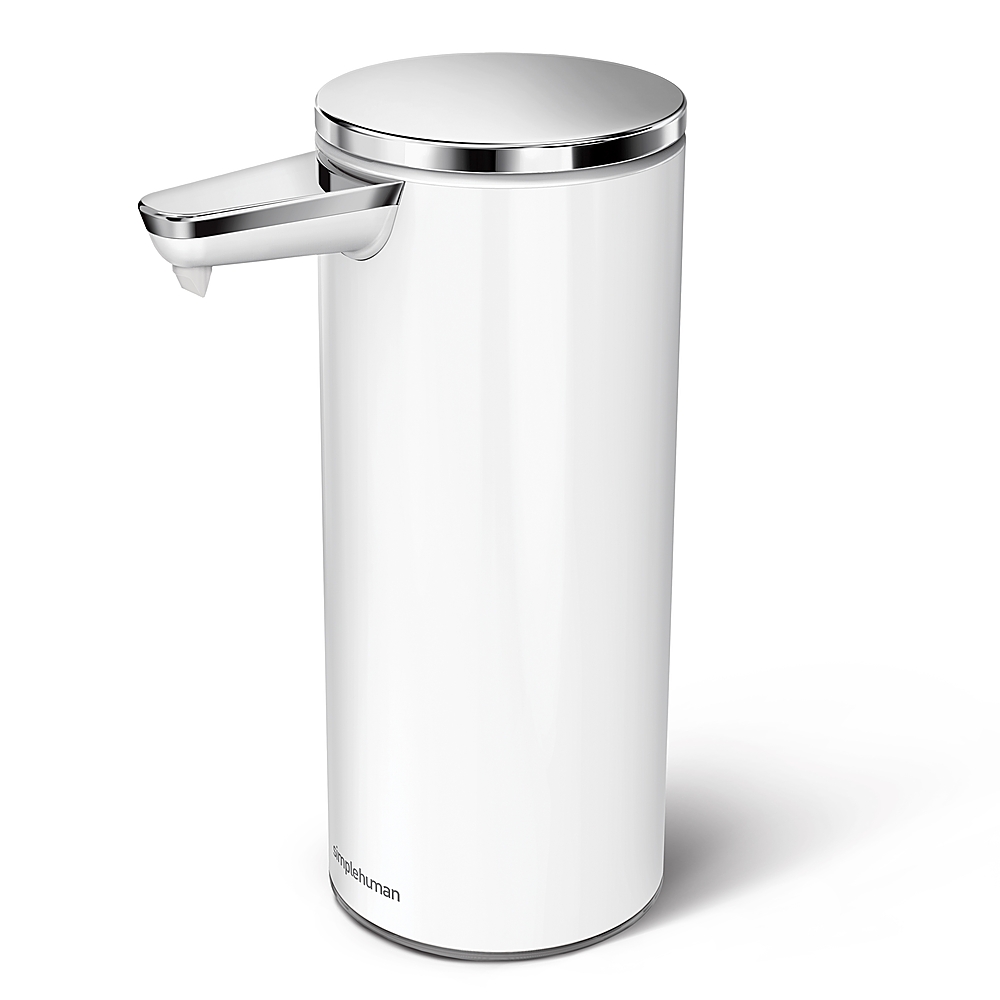 Angle View: simplehuman - 9 oz. Touch-Free Rechargeable Sensor Liquid Soap Pump Dispenser - White Stainless Steel