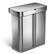Angle. simplehuman - 58 Liter Dual Compartment Rectangular Sensor Can with Voice and Motion Control - Brushed Stainless Steel.