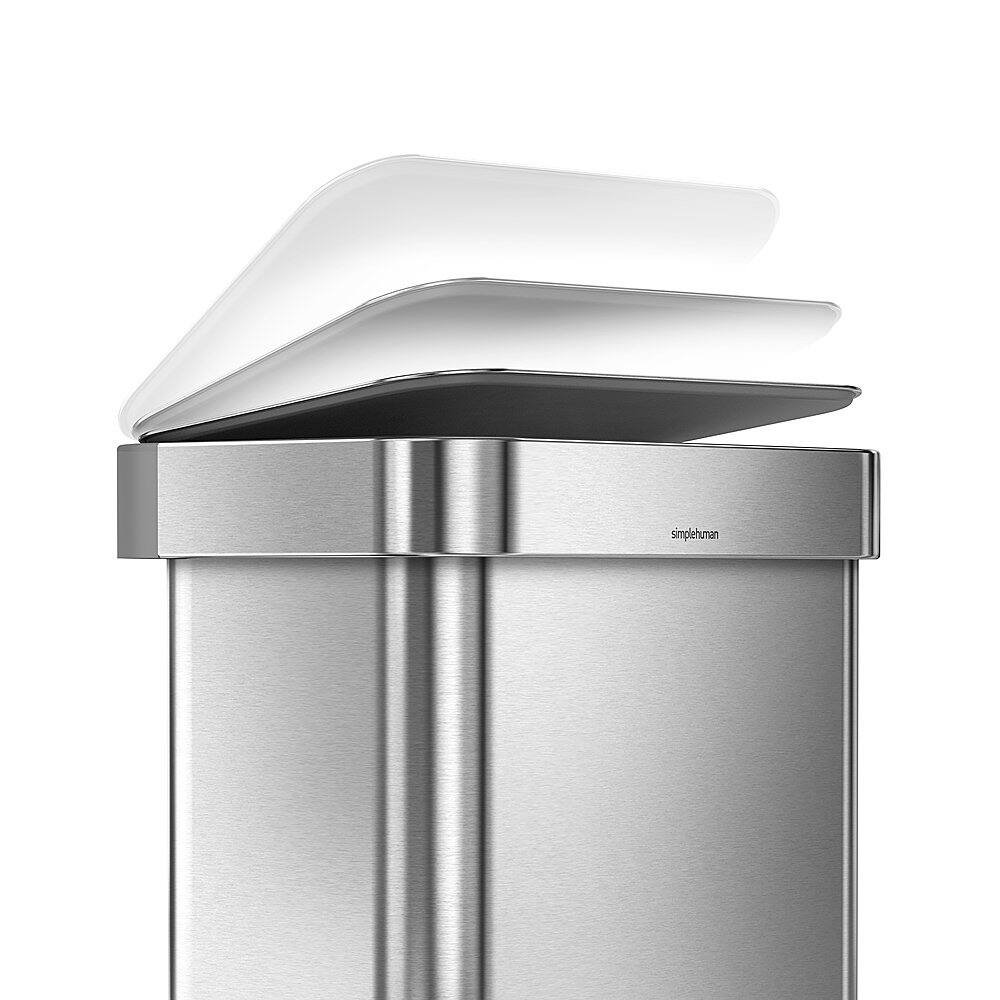 Alt View 12. simplehuman - 45 Liter Rectangular Hands-Free Kitchen Step Trash Can with Soft-Close Lid - Brushed Stainless Steel.