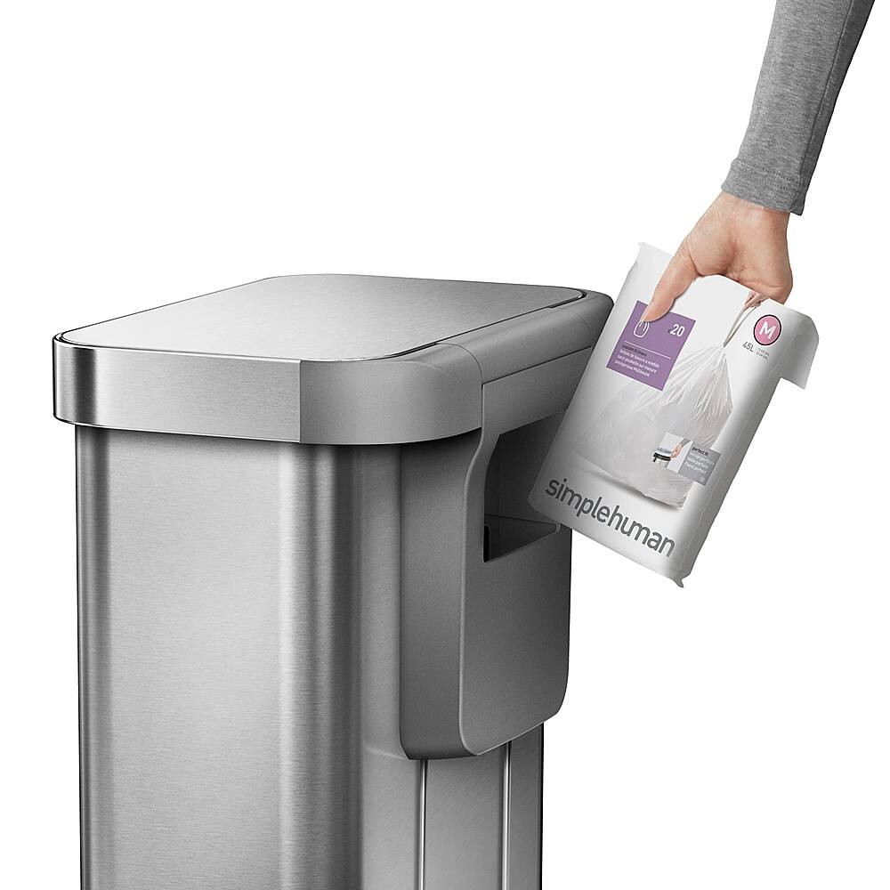 Alt View 13. simplehuman - 45 Liter Rectangular Hands-Free Kitchen Step Trash Can with Soft-Close Lid - Brushed Stainless Steel.