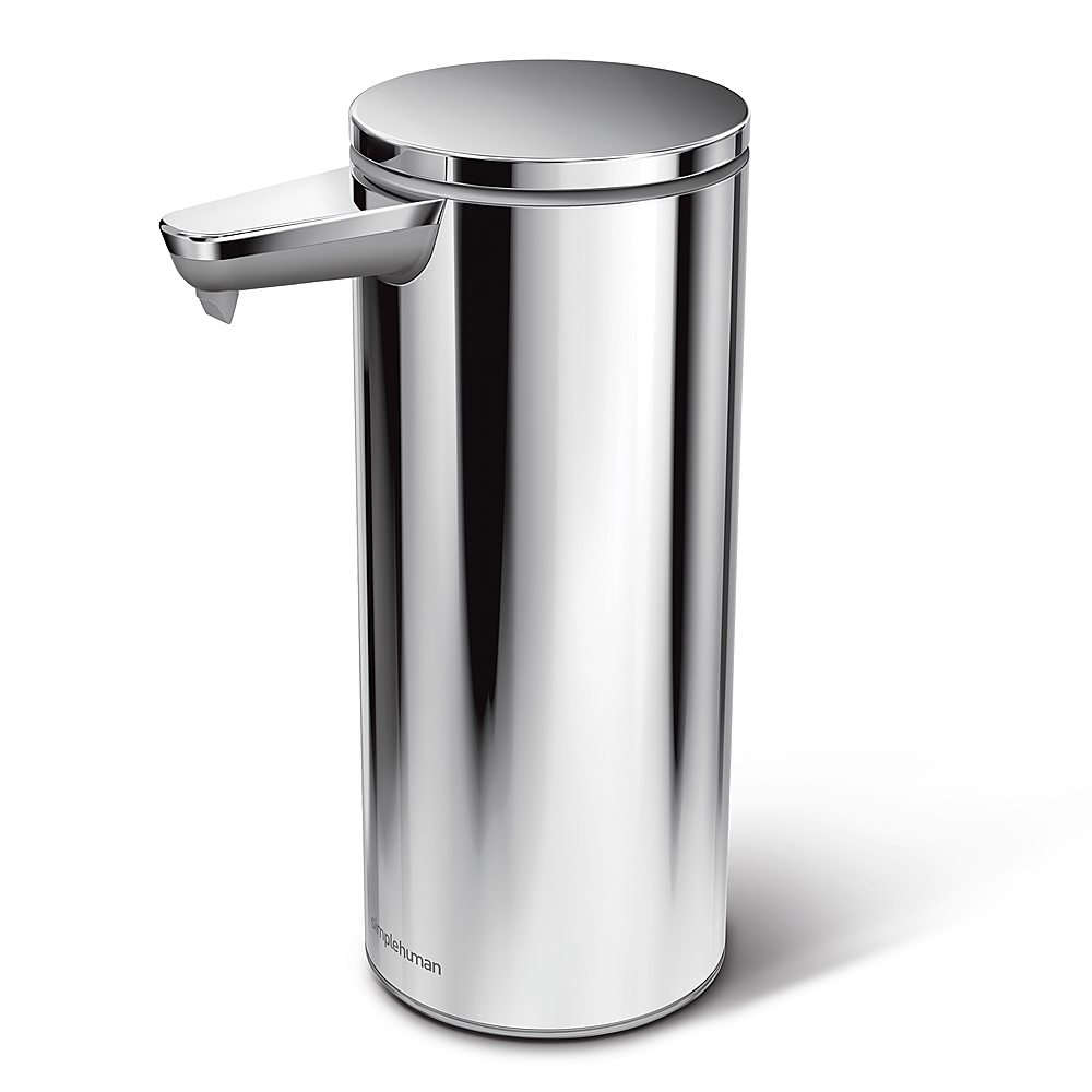 Angle View: simplehuman - 9 oz. Touch-Free Rechargeable Sensor Liquid Soap Pump Dispenser - Polished Stainless Steel