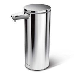 simplehuman - 9 oz. Touch-Free Rechargeable Sensor Liquid Soap Pump Dispenser - Polished Stainless Steel - Angle_Zoom