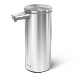 simplehuman - 9 oz. Touch-Free Rechargeable Sensor Liquid Soap Pump Dispenser - Brushed Stainless Steel - Angle_Zoom