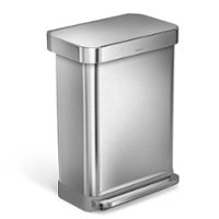 simplehuman - 55 Liter Rectangular Hands-Free Kitchen Step Trash Can with Soft-Close Lid - Brushed Stainless Steel - Angle_Zoom