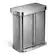 Angle. simplehuman - 58 L Rectangular Hands-Free Dual Compartment Recycling Kitchen Step Trash Can with Soft-Close Lid - Brushed Stainless Steel.