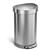 simplehuman - 45 Liter Semi-Round Step Can with Liner Rim - Brushed Stainless Steel - Angle_Zoom