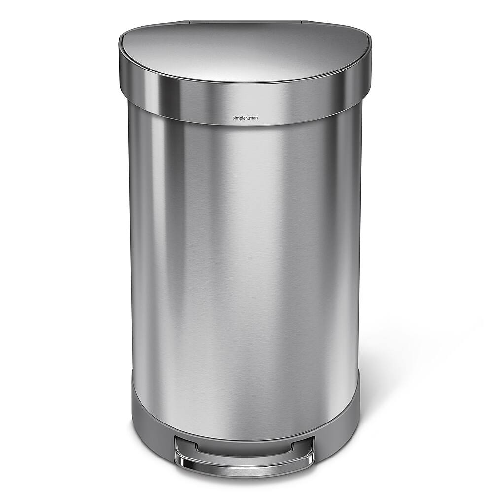 Alt View 11. simplehuman - 45 Liter Semi-Round Step Can with Liner Rim - Brushed Stainless Steel.