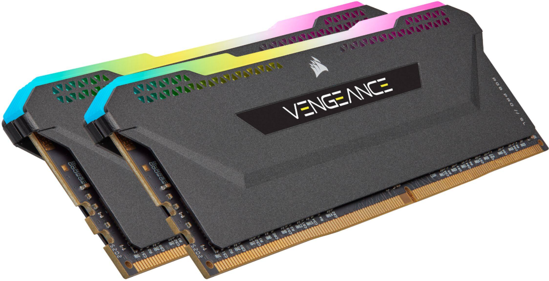 Alt View 1. CORSAIR - VENGEANCE RGB PRO SL 16GB (2PK x 8GB) 3200MHz DDR4 C16 DIMM Desktop Memory - Black.