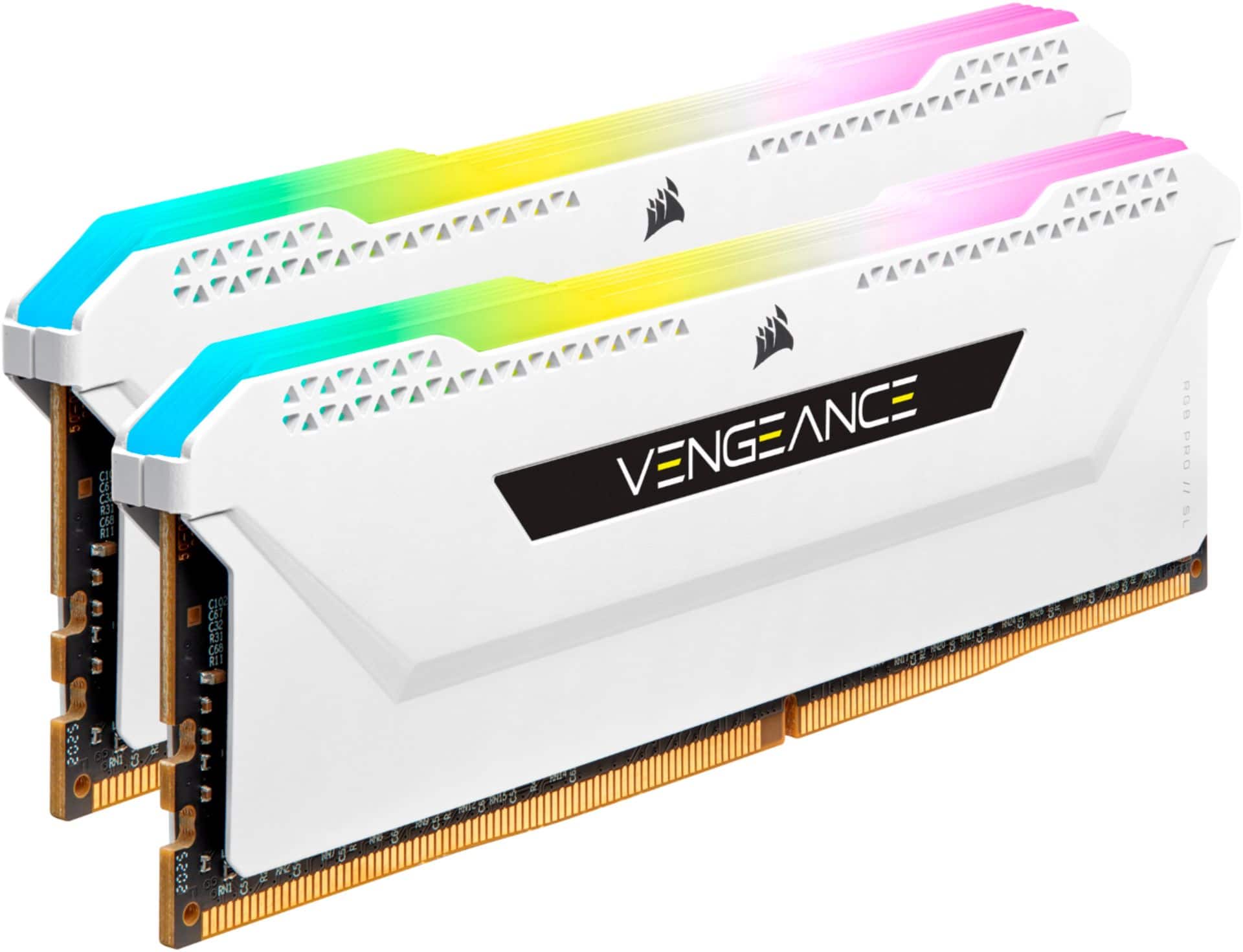 Alt View 11. CORSAIR - VENGEANCE RGB PRO SL 16GB (2x8GB) DDR4 3200MHz C16 UDIMM Desktop Memory - White.