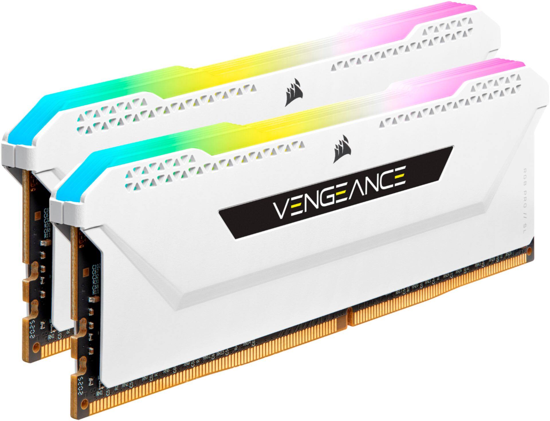 Alt View 11. CORSAIR - VENGEANCE RGB PRO SL 16GB (2x8GB) DDR4 3200MHz C16 UDIMM Desktop Memory - White.