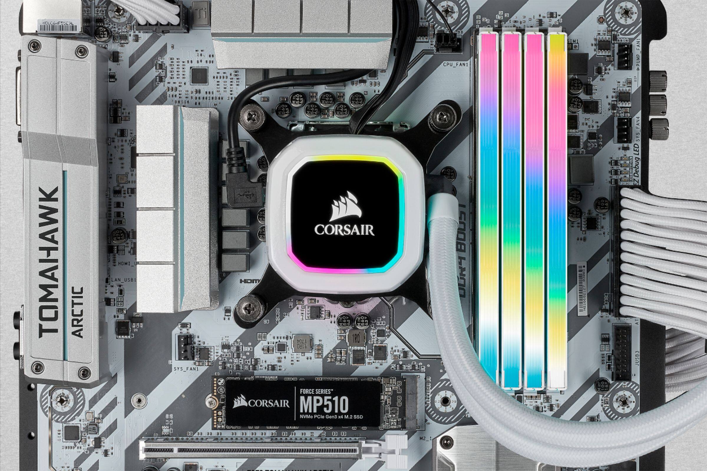 Alt View 17. CORSAIR - VENGEANCE RGB PRO SL 16GB (2x8GB) DDR4 3200MHz C16 UDIMM Desktop Memory - White.
