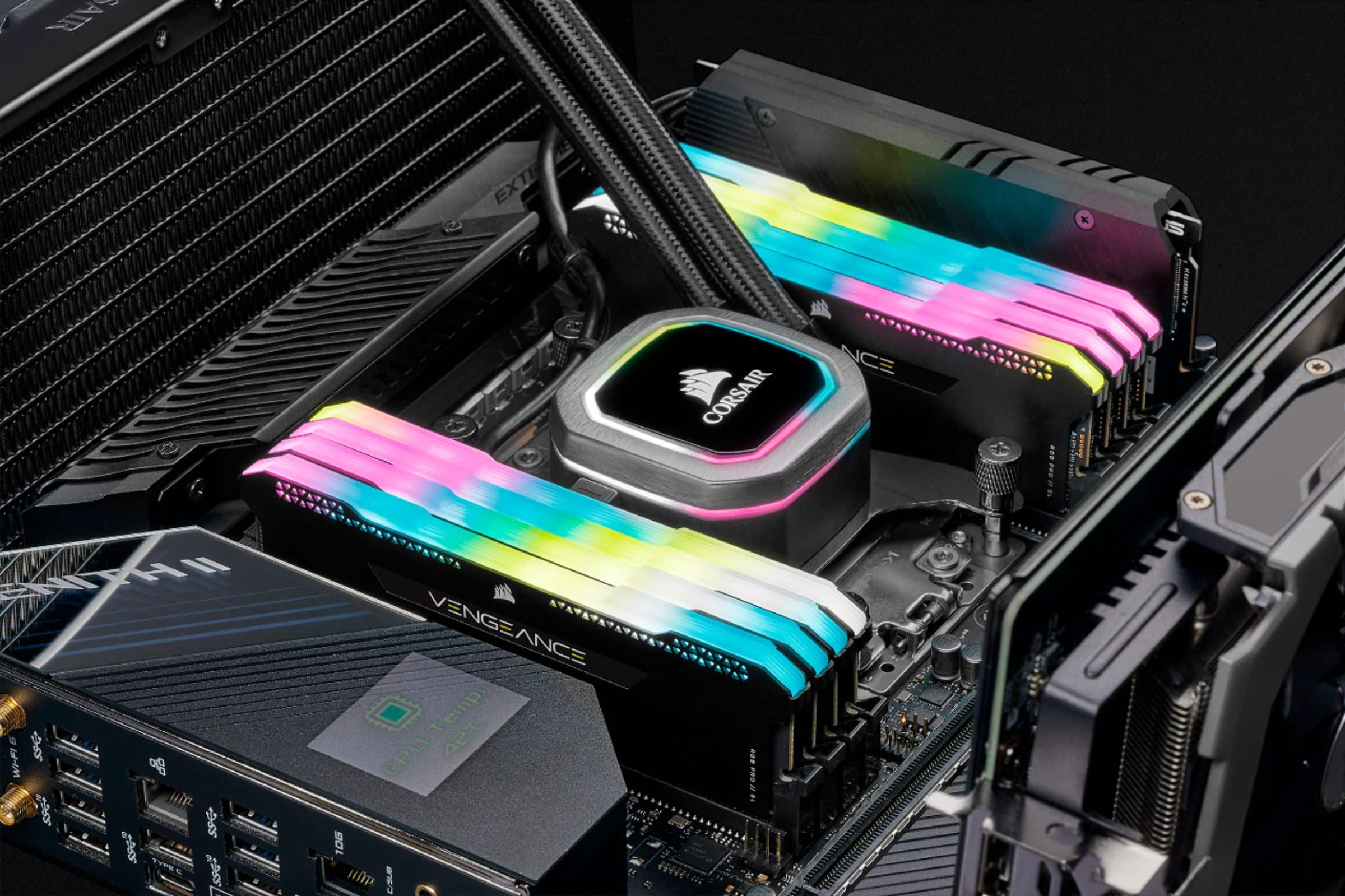 Alt View 13. CORSAIR - VENGEANCE RGB PRO SL 16GB (2PK x 8GB) 3600MHz DDR4 C18 DIMM Desktop Memory - Black.