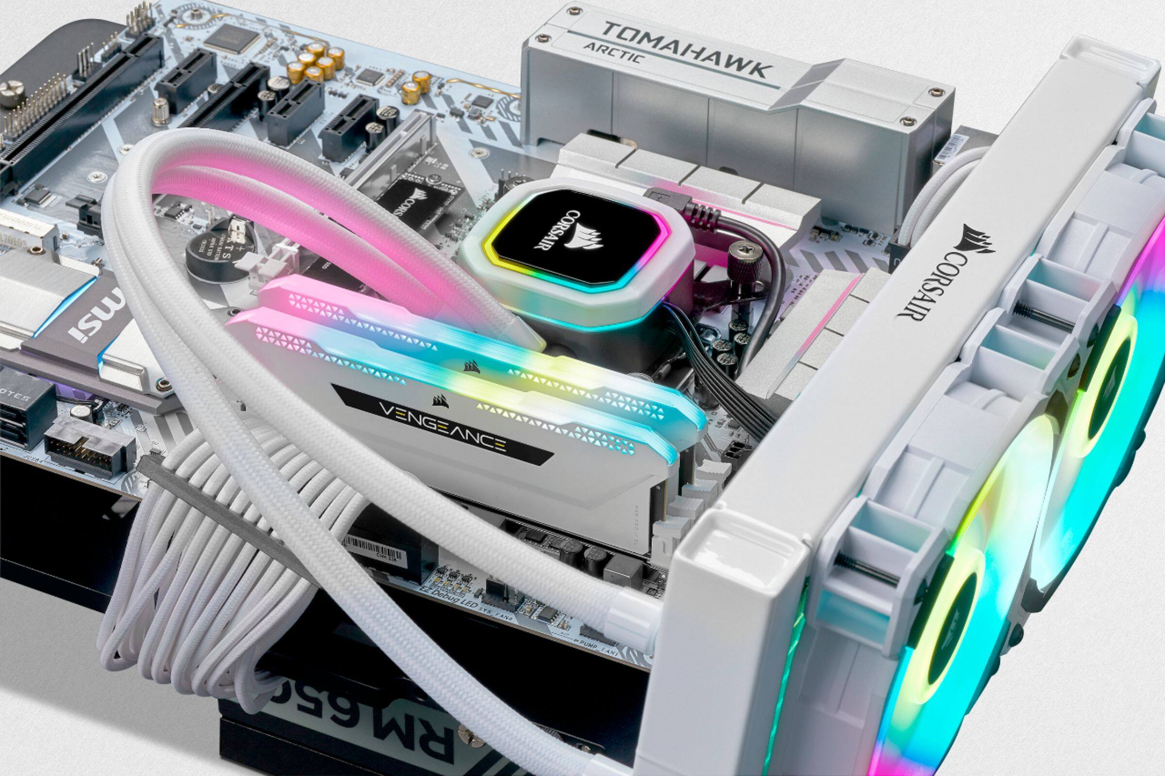 Alt View 12. CORSAIR - VENGEANCE RGB PRO SL 32GB (2PK x 16GB) 3200MHz DDR4 C16 DIMM Desktop Memory - White.