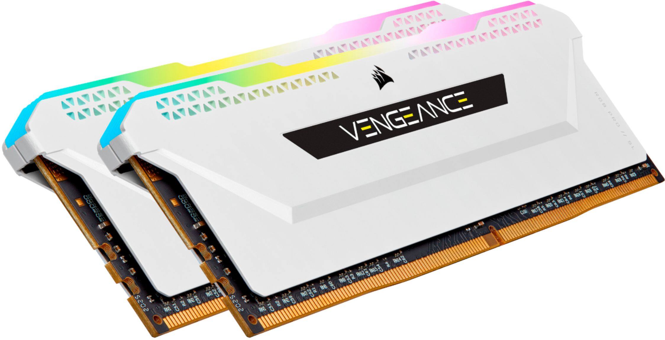 Alt View 1. CORSAIR - VENGEANCE RGB PRO SL 32GB (2PK x 16GB) 3200MHz DDR4 C16 DIMM Desktop Memory - White.