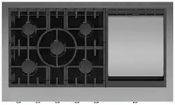 Fisher & Paykel - 48 in Professional LP Gas Rangetop 5 Burners with Griddle - Stainless Steel - Front_Zoom