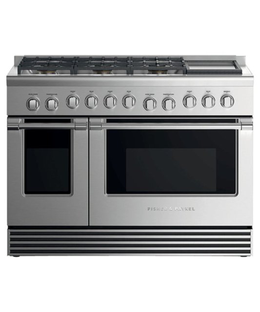 Fisher & Paykel – 7.7 Cu. Ft. Freestanding Double Oven Convection Gas Range – Stainless steel