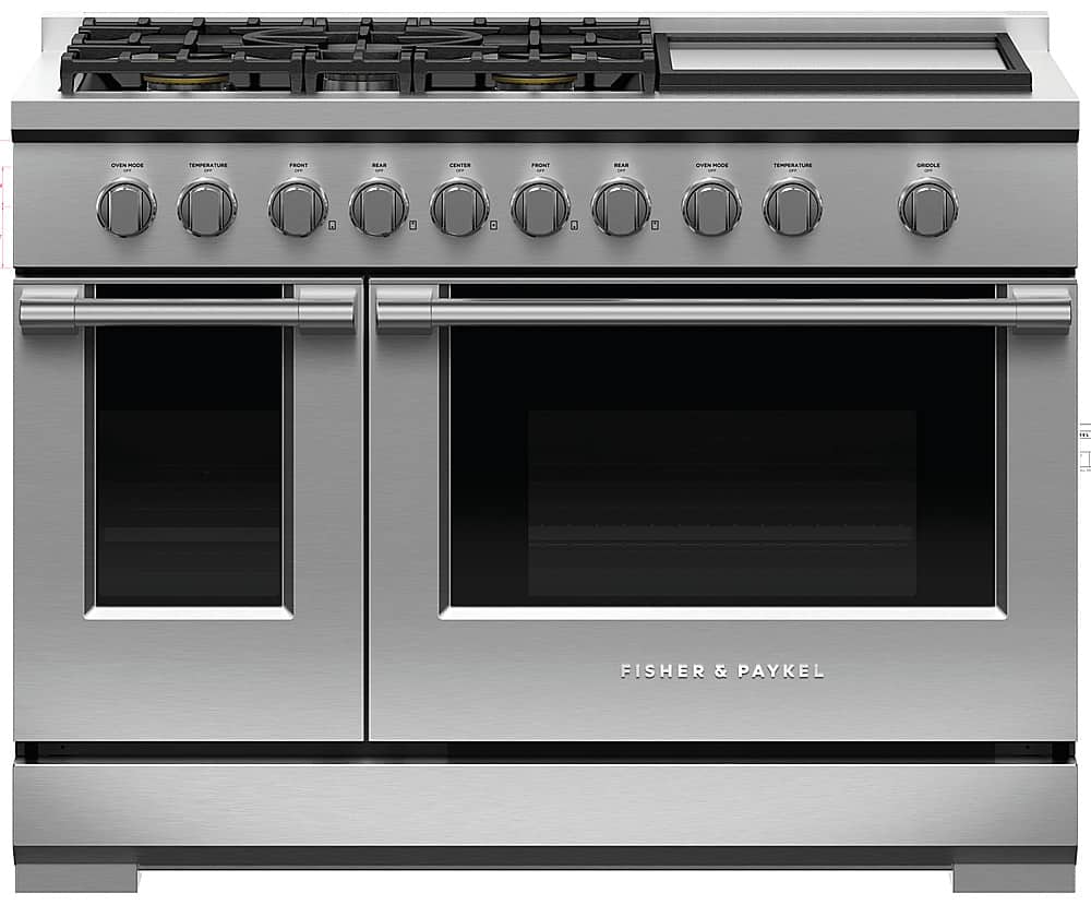 Fisher & Paykel - 7.7 Cu. Ft. Freestanding Double Oven Gas Convection Range - Stainless Steel - Front_Zoom