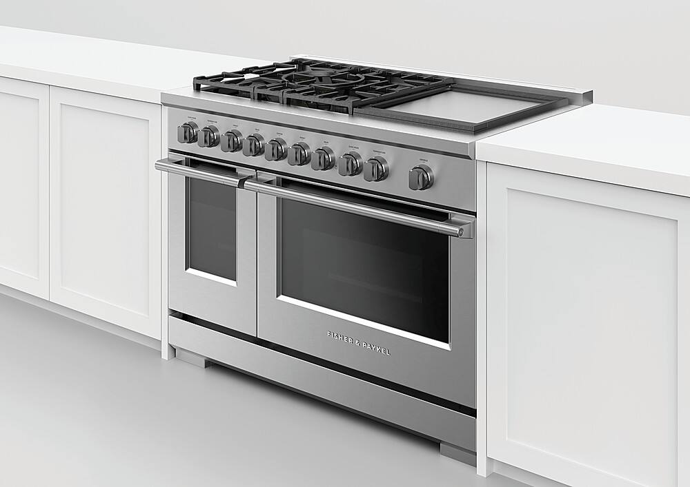 Alt View 14. Fisher & Paykel - 7.7 Cu. Ft. Freestanding Double Oven Gas Convection Range - Stainless Steel.