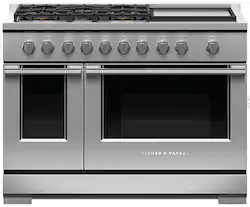 Fisher & Paykel - 7.7 Cu. Ft. Freestanding Double Oven Gas Convection Range - Stainless Steel - Front_Zoom