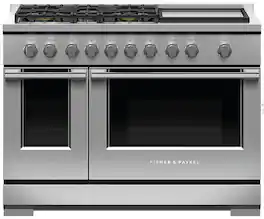 Fisher & Paykel - 7.7 Cu. Ft. Freestanding Double Oven Gas Convection Range - Stainless Steel