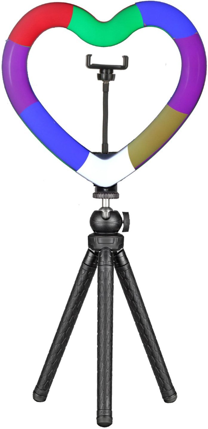 Zoom in on Angle Zoom. Sunpak - 10" Heart-Shaped Rainbow Vlogging Kit with Bluetooth Remote - Black.