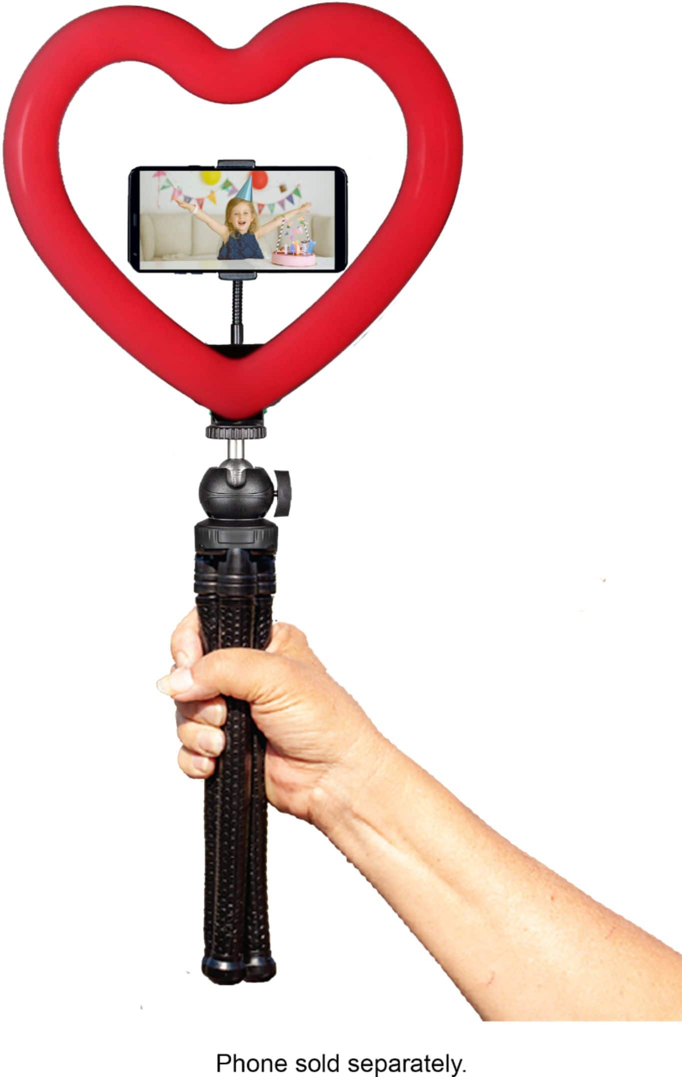 Alt View 16. Sunpak - 10" Heart-Shaped Rainbow Vlogging Kit with Bluetooth Remote - Black.