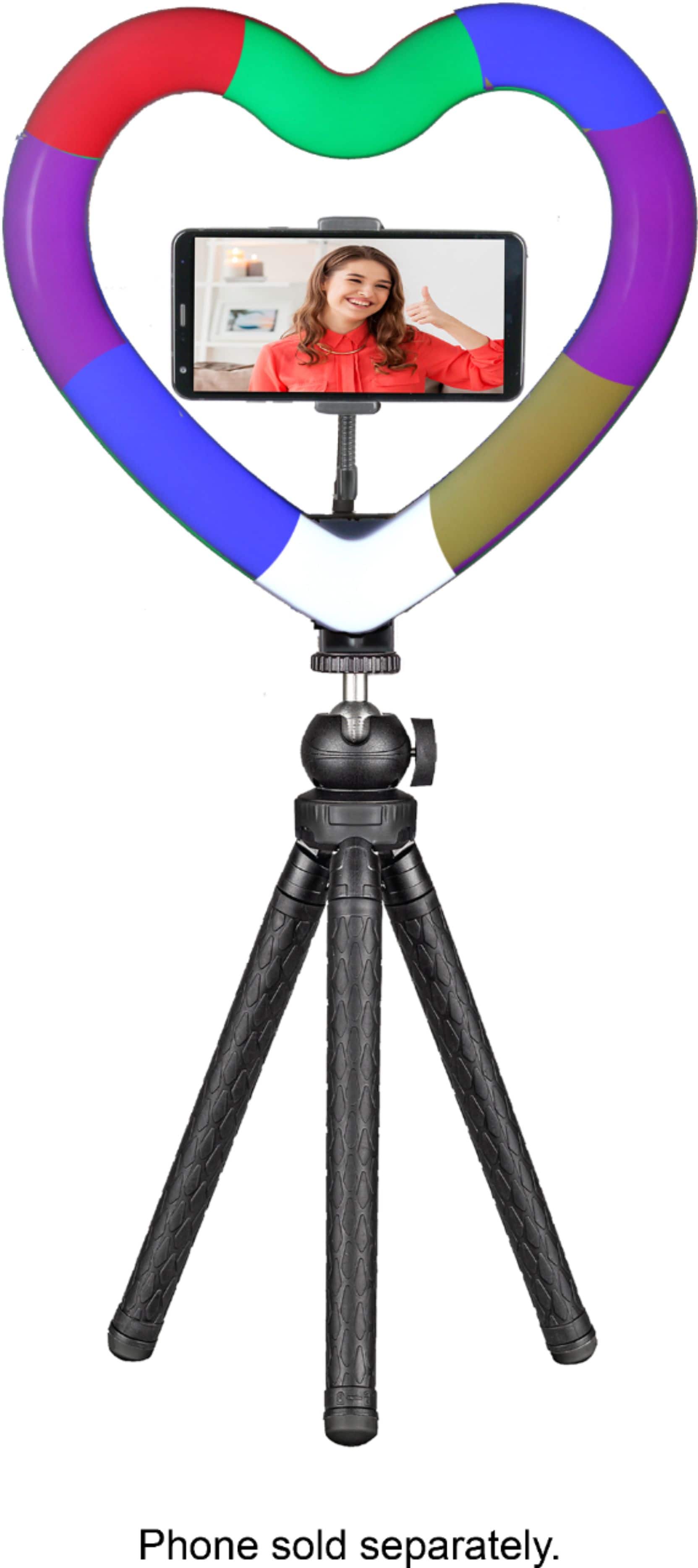 Left. Sunpak - 10" Heart-Shaped Rainbow Vlogging Kit with Bluetooth Remote - Black.