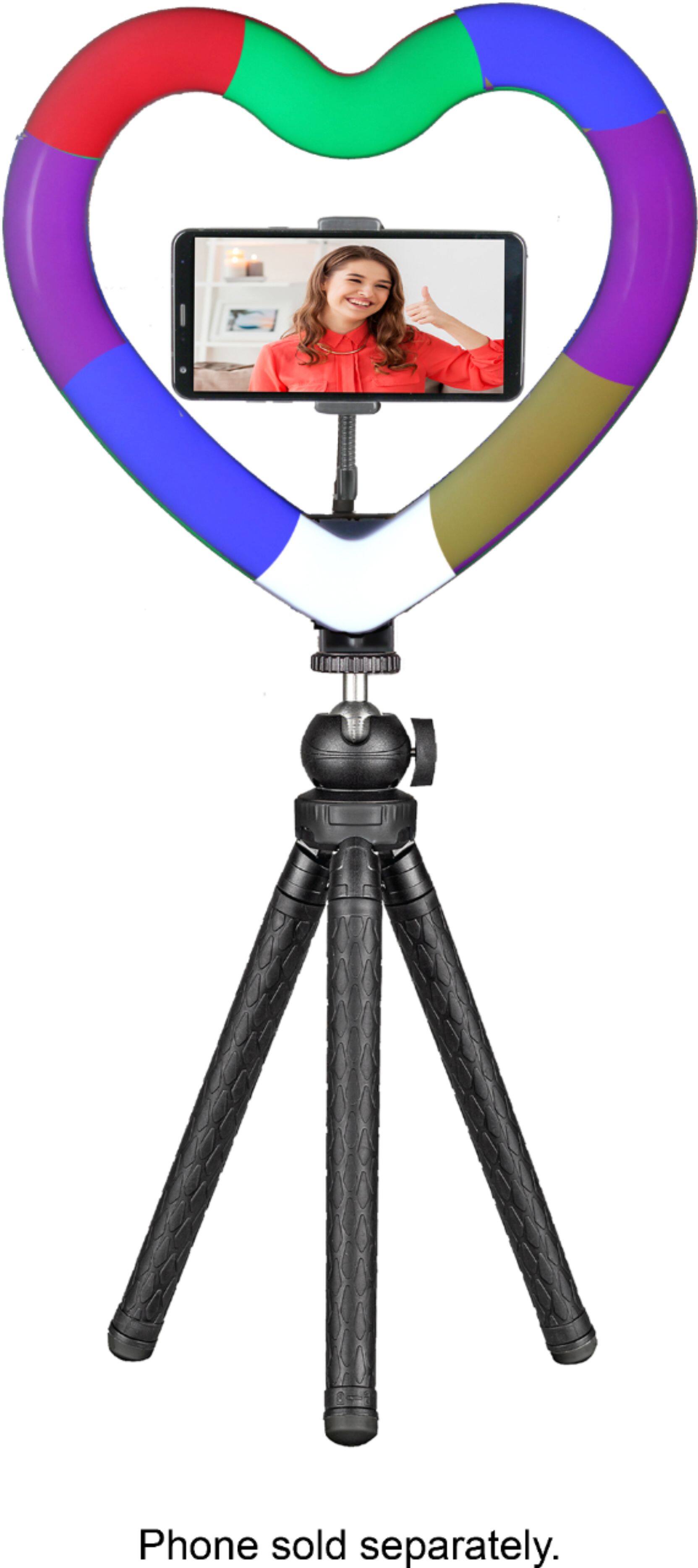Left. Sunpak - 10" Heart-Shaped Rainbow Vlogging Kit with Bluetooth Remote - Black.