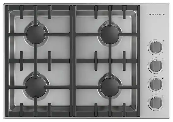Front. Fisher & Paykel - 30 In Professional Drop-In Gas Cooktop with Halo - Stainless steel.
