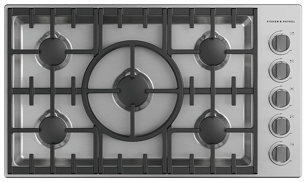 Fisher & Paykel - 36 In Professional Drop-In Gas Cooktop with Halo - Stainless Steel - Front_Zoom