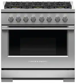 Fisher & Paykel - Professional 36 inch 6 Burner Gas Range (LP) - Stainless Steel