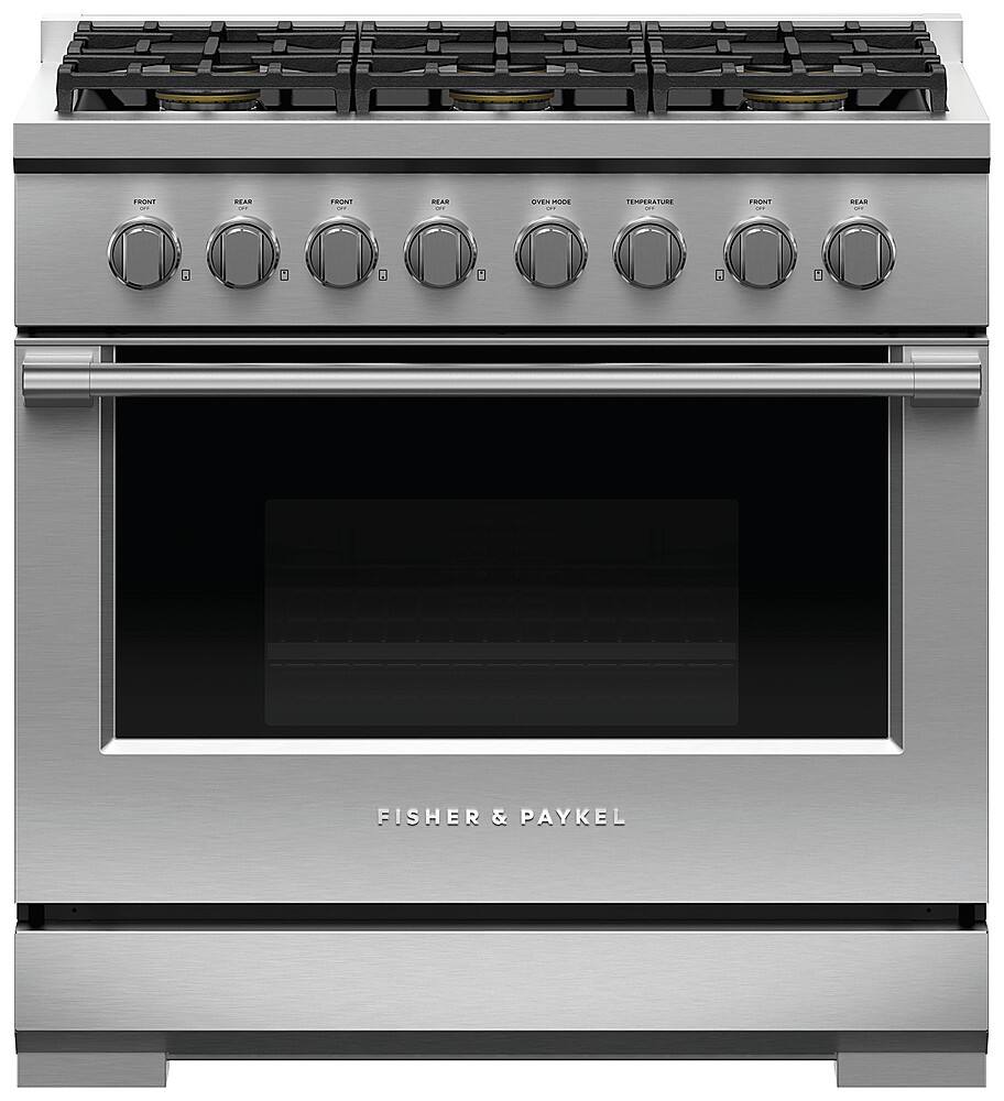 Front. Fisher & Paykel - Professional 36 inch 6 Burner Gas Range (LP) - Stainless Steel.