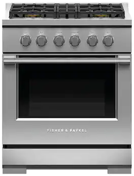 Fisher & Paykel - Professional 30 inch 4 Burner Gas Range - Stainless Steel