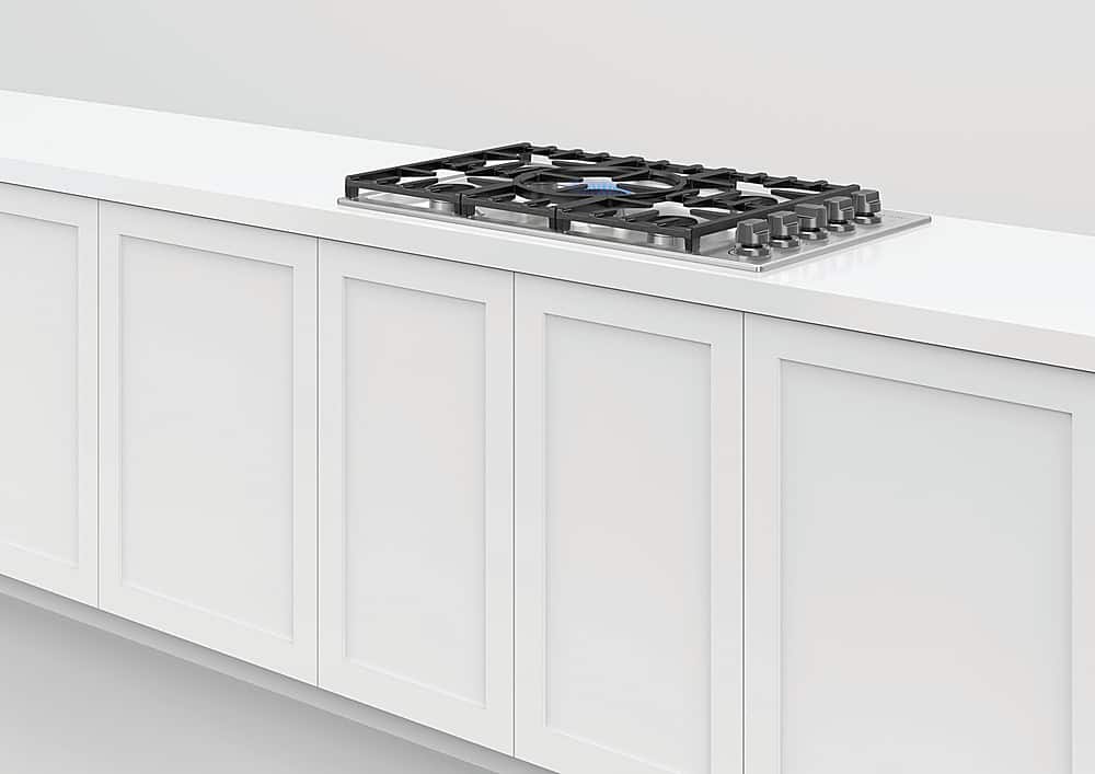 Alt View 12. Fisher & Paykel - 36 In Professional Drop-In Gas Cooktop with Halo - Stainless Steel.
