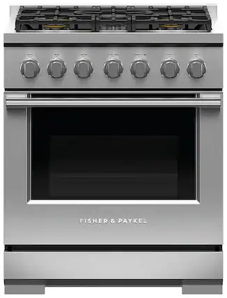 Front. Fisher & Paykel - Professional 30 inch 5 burner Gas Range (LP) - Stainless Steel.