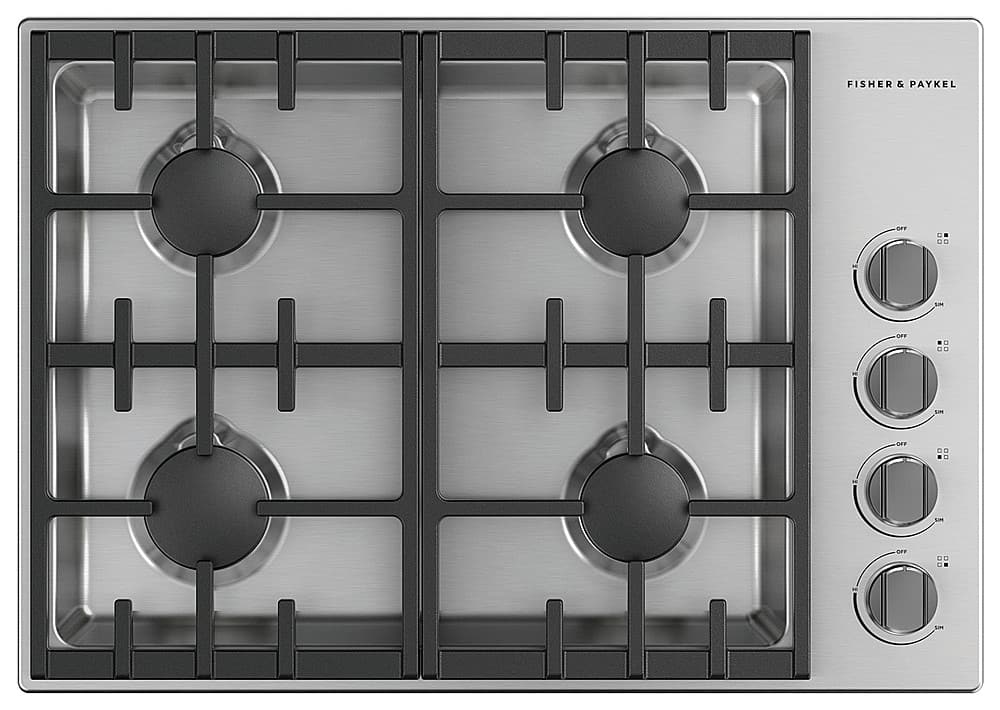 Front. Fisher & Paykel - 30 In Professional Drop-In Gas Cooktop - Stainless Steel.