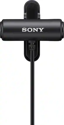 Front. Sony - ECMLV1 Omnidirectional Lavalier Microphone with Compact Stereo - Black.