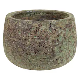 Sunnydaze - 14" Lava Finish Planter Distressed Ceramic - Green