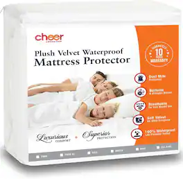 Cheer Collection - Velvet Plush Waterproof Mattress Protector - White