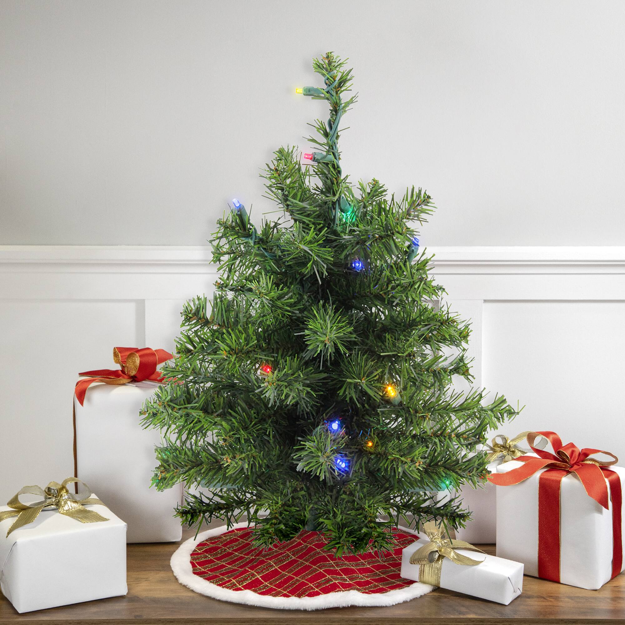 Northlight - Pre-Lit Canadian Pine Artificial Christmas Tree - 18" - LED Multicolor Lights - Green