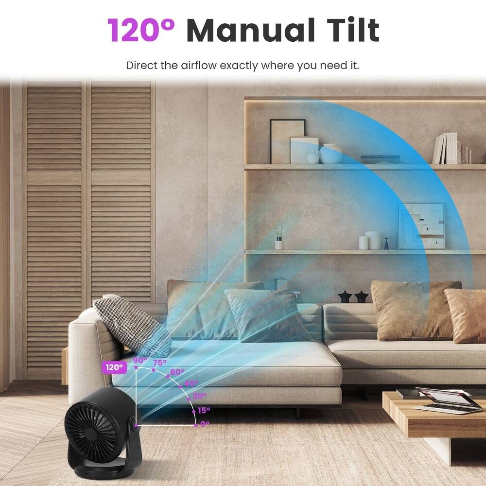 120° Manual Tilt  
Direct the airflow exactly where you need it.  
120° 90° 75° 60° 45° 30° 15° 0°