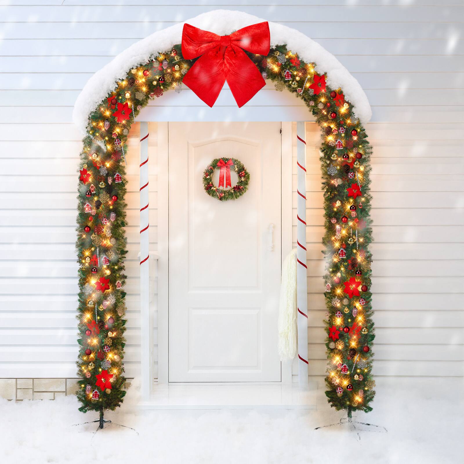 Alt View 9. Winado - 8.7 FT Christmas Artificial Tree Archway Decoration, PVC Holiday Tree Arch with 350 LEDs for Outdoor Garden, Arch Top - Green.