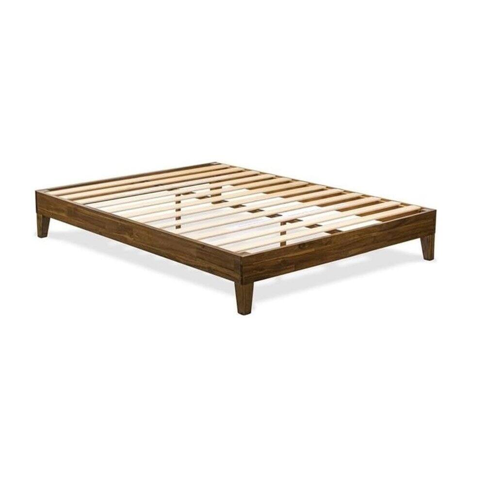Angle. East West Furniture - East West Furniture Queen Size Bed Frame with 4 Solid Wood Legs and 2 Extra Center Legs - Walnut Finish - Multi-Color.