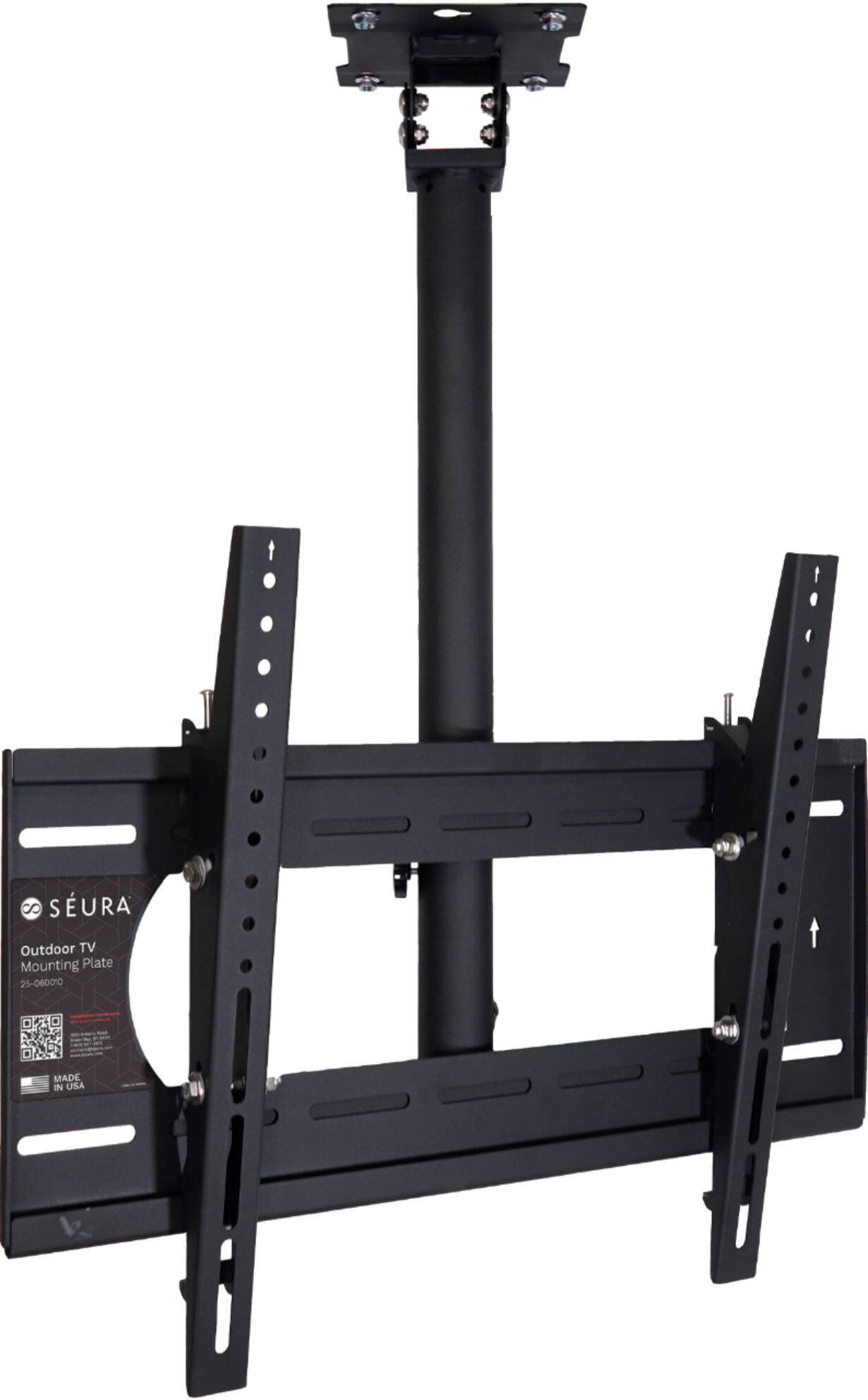 Left View: Seura - Outdoor Ceiling Wall Mount for most 42" - 86" Outdoor TVs, extends 28.5"-36.5" - Black