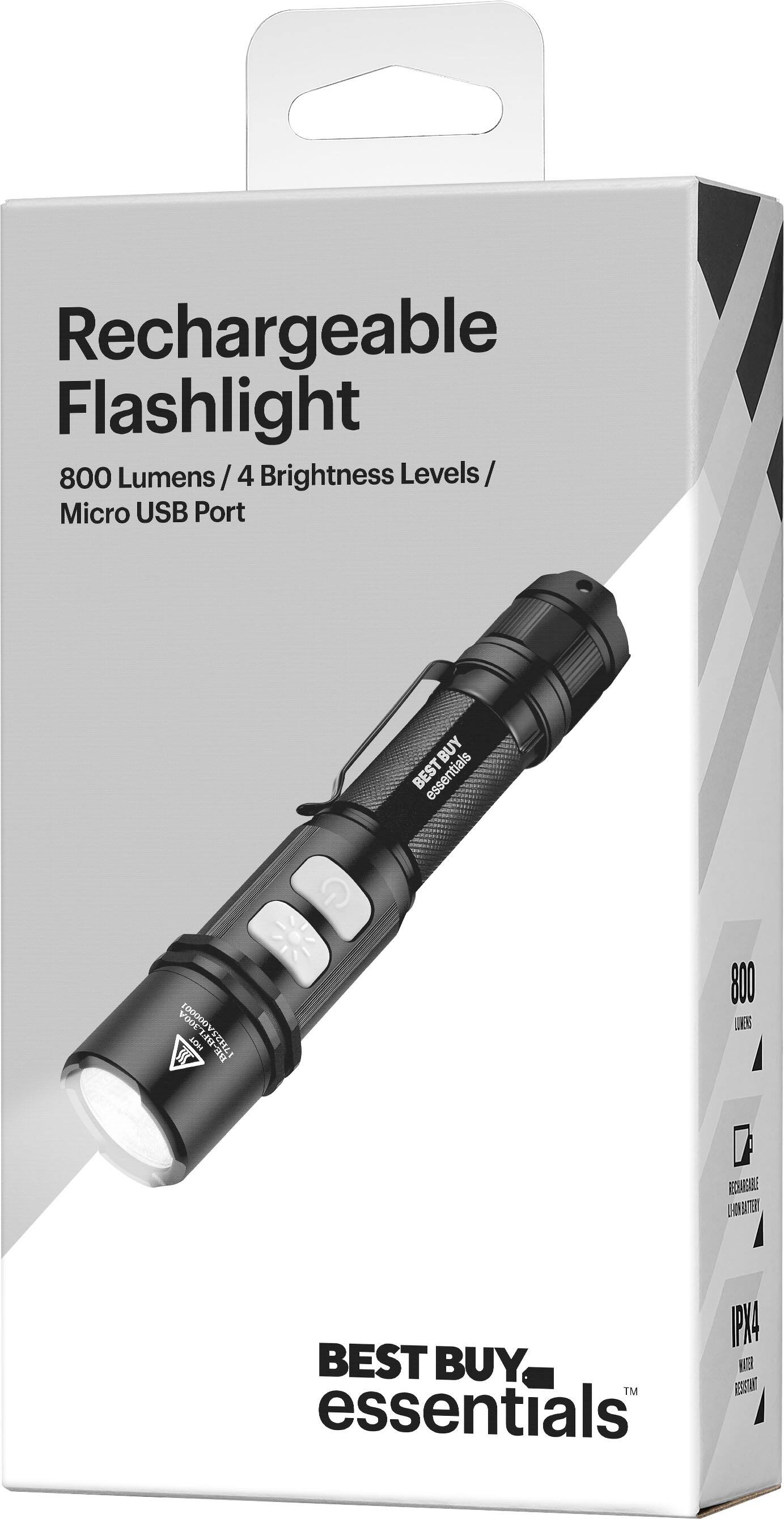 Alt View 12. Best Buy essentials™ - 800-Lumen Rechargeable LED Flashlight - Black.