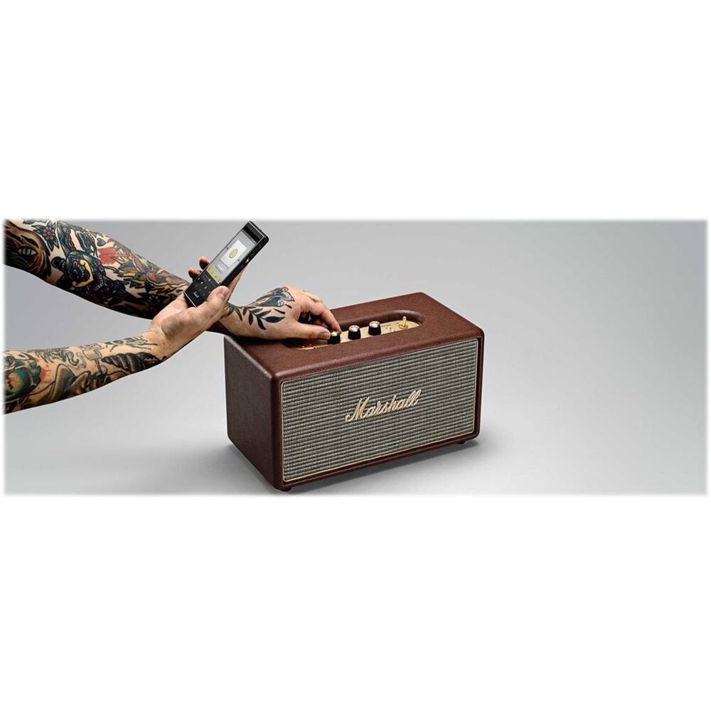 Alt View 12. Marshall - Geek Squad Certified Refurbished Stanmore Bluetooth Speaker - Brown.