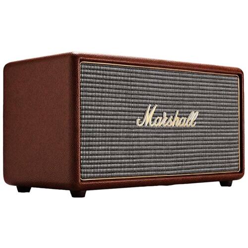 Left. Marshall - Geek Squad Certified Refurbished Stanmore Bluetooth Speaker - Brown.