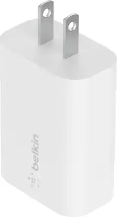 Front. Belkin - 25W USB-C Wall Charger, Power Delivery with PPS Fast Charging for Apple iPhone and Samsung - White.