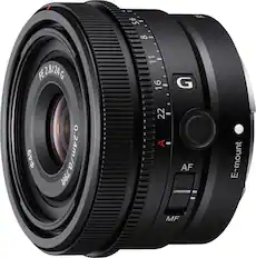 Front. Sony - FE 24mm F2.8G Full-frame Ultra-compact G Lens for Sony Alpha E-mount Cameras - Black.